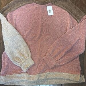 Dry Goods Women's Sweater in Pink, Brown, and Cream